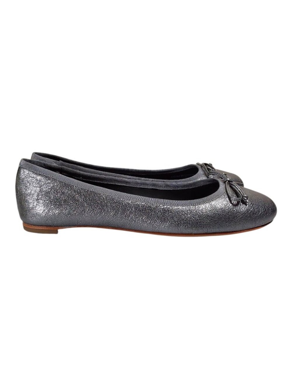 Coach NIB Flatiron Metallic Gunmetal Ballet Flat Neutral/Luxury/Minimalist - 8 - Picture 7 of 12